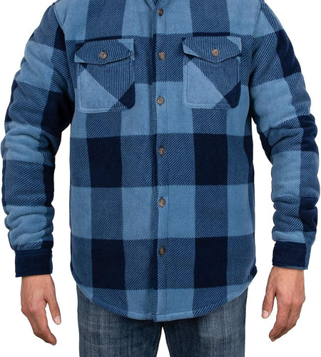 Men'S Warm Sherpa Lined Fleece Plaid Flannel Shirt Jacket(All Sherpa Fleece Lined)