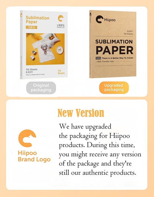 Load image into Gallery viewer, Sublimation Paper 8.5X11 Inch, Work with Sublimation Ink and E Sawgrass Inkjet Printers for Mugs T-Shirts Light Fabric and Other Sublimation Blanks (110 Sheets, 120G) (A-8.5X11)
