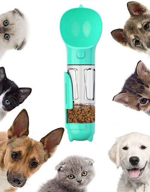 Load image into Gallery viewer, Dog Water Bottle, 4 in 1 Pet Travel Water Cup with Food Box, Shovel,Garbage Bags for Hiking Travel
