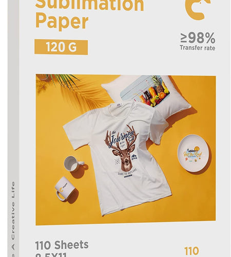 Sublimation Paper 8.5X11 Inch, Work with Sublimation Ink and E Sawgrass Inkjet Printers for Mugs T-Shirts Light Fabric and Other Sublimation Blanks (110 Sheets, 120G) (A-8.5X11)