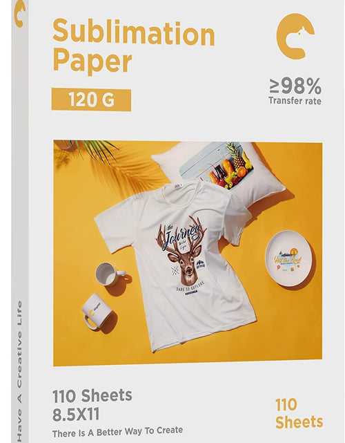 Load image into Gallery viewer, Sublimation Paper 8.5X11 Inch, Work with Sublimation Ink and E Sawgrass Inkjet Printers for Mugs T-Shirts Light Fabric and Other Sublimation Blanks (110 Sheets, 120G) (A-8.5X11)
