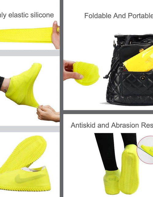 Load image into Gallery viewer, Waterproof Shoe Covers, Non-Slip Water Resistant Overshoes Silicone Rubber Rain Shoe Cover Protectors for Kids, Men, Women (Small, Black)
