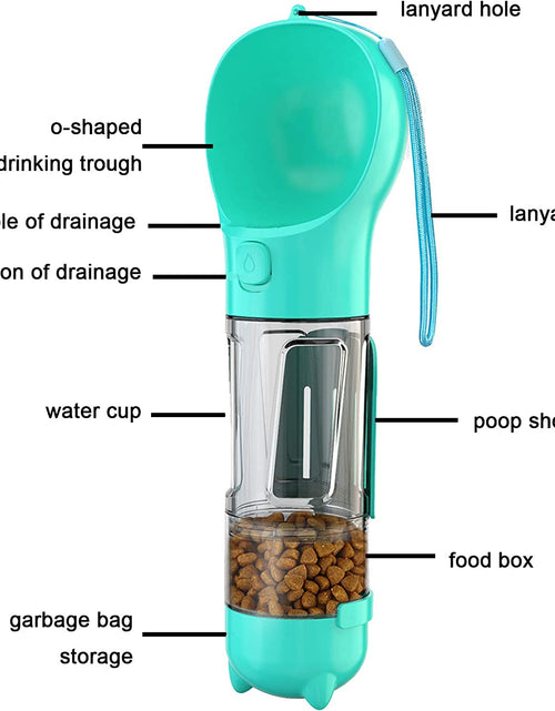Load image into Gallery viewer, Dog Water Bottle, 4 in 1 Pet Travel Water Cup with Food Box, Shovel,Garbage Bags for Hiking Travel
