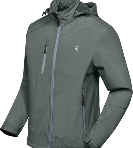 Men’S Softshell Jacket with Removable Hood, Fleece Lined and Water Repellent
