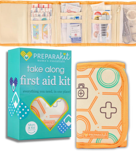 Travel First Aid Kit for Kids - Mini Car, Purse, Backpack, or Diaper Bag 50 Piece Medicine Includes All Essential Medical Supplies Tsa-Approved (Orange)