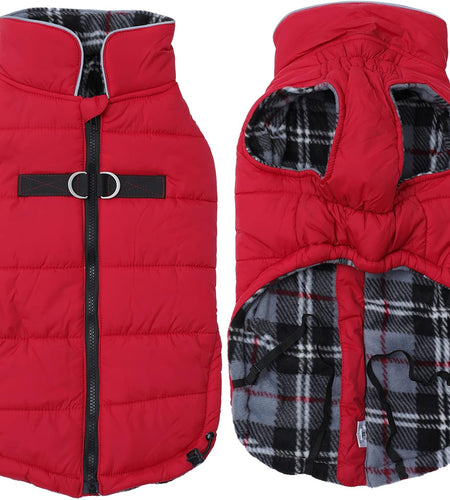 Dog Winter Warm Coat Jacket, Windproof Snowproof, Pet Outdoor Jacket for Small to Large Dogs - Red - XXL