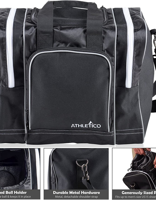 Load image into Gallery viewer, Bowling Bag for Single Ball - Single Ball Tote Bag with Padded Ball Holder - Fits a Single Pair of Bowling Shoes up to Mens Size 14
