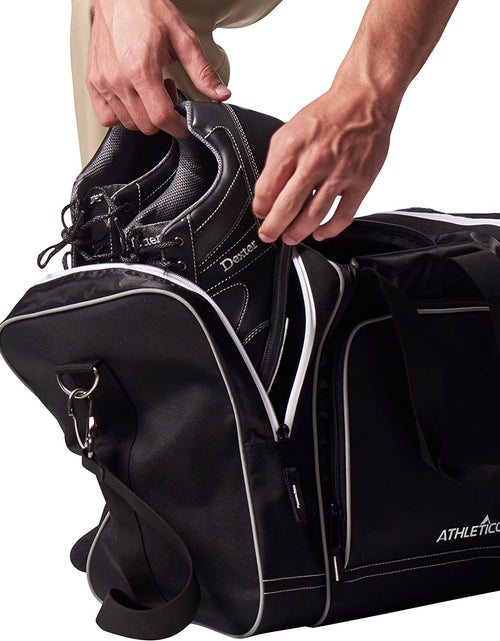 Load image into Gallery viewer, Bowling Bag for Single Ball - Single Ball Tote Bag with Padded Ball Holder - Fits a Single Pair of Bowling Shoes up to Mens Size 14
