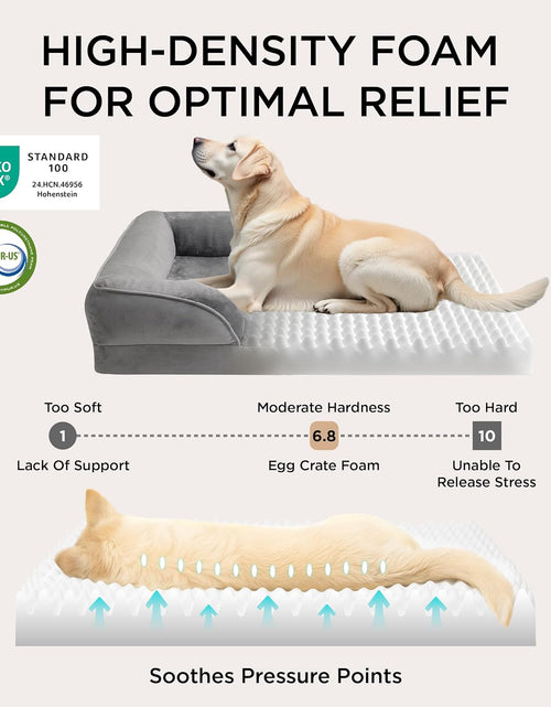 Load image into Gallery viewer, Orthopedic Dog Bed for Medium Dogs - Waterproof Dog Sofa Bed Medium, Supportive Foam Pet Couch Bed with Removable Washable Cover, Waterproof Lining and Nonskid Bottom, Grey
