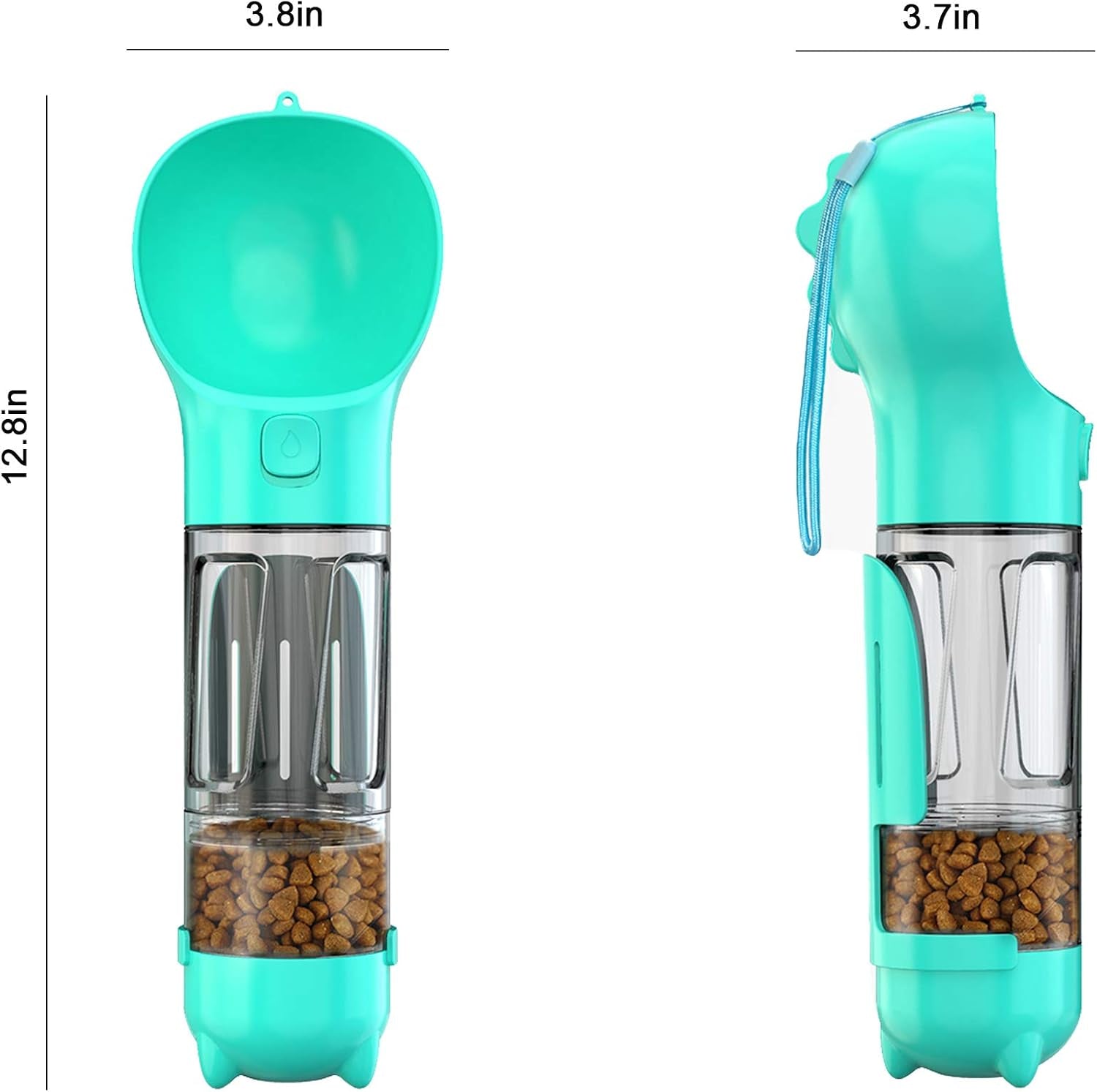 Dog Water Bottle, 4 in 1 Pet Travel Water Cup with Food Box, Shovel,Garbage Bags for Hiking Travel