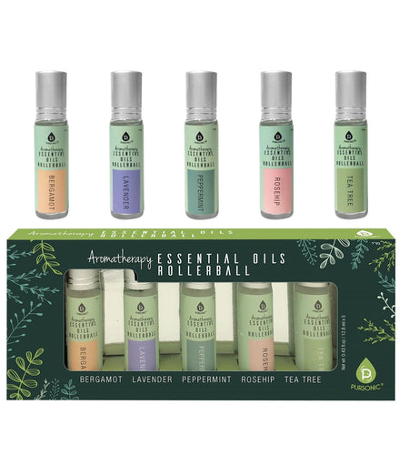 Aromatherapy Essential Oils Rollerballs (Bergamot, Lavender, Peppermint, Rosehip, Tea Tree)