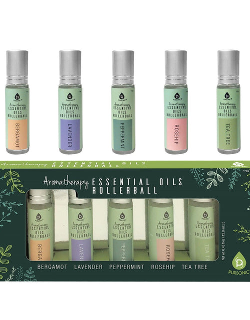 Load image into Gallery viewer, Aromatherapy Essential Oils Rollerballs (Bergamot, Lavender, Peppermint, Rosehip, Tea Tree)
