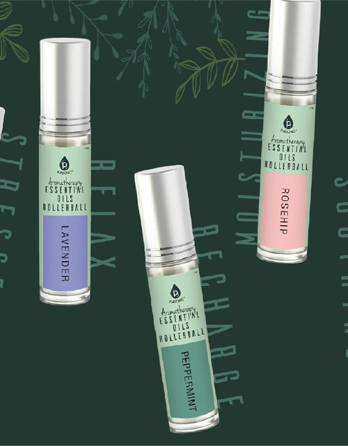 Load image into Gallery viewer, Aromatherapy Essential Oils Rollerballs (Bergamot, Lavender, Peppermint, Rosehip, Tea Tree)
