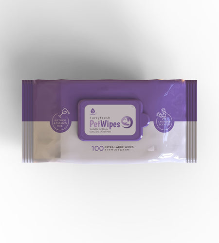 Furry Fresh Pet Wipes - Lavender Scented, 100 Extra Large Wipes