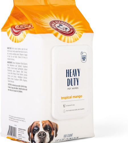 for Pets Heavy Duty Multipurpose Dog Bath Wipes - Dog Wipes Remove Odor & Refreshes Skin - Mango Scent Pet Wipes, 100 Count - Dog Grooming Wipes for Pets - Dog Cleaning Wipes