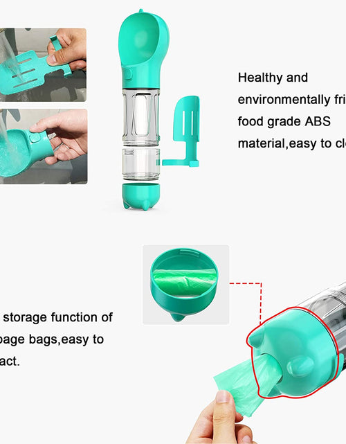 Load image into Gallery viewer, Dog Water Bottle, 4 in 1 Pet Travel Water Cup with Food Box, Shovel,Garbage Bags for Hiking Travel
