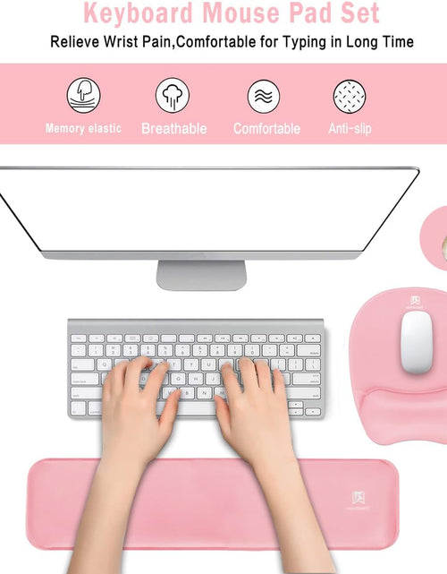 Load image into Gallery viewer, Memory Foam Set Wrist Rest Pad &amp; Mouse Wrist Rest Support,Ergonomic Design for Office,Home,Laptop,Desktop Computer,Gaming Keyboard - Pink
