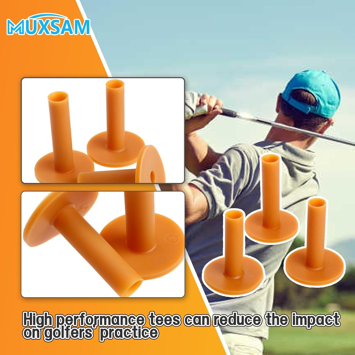 Rubber Golf Tees Holder Set, Plastic Golf Tees for Driving Range Golf Practice Mat Golf Training Indoor Outdoor Different Size