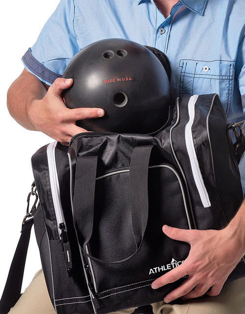 Load image into Gallery viewer, Bowling Bag for Single Ball - Single Ball Tote Bag with Padded Ball Holder - Fits a Single Pair of Bowling Shoes up to Mens Size 14

