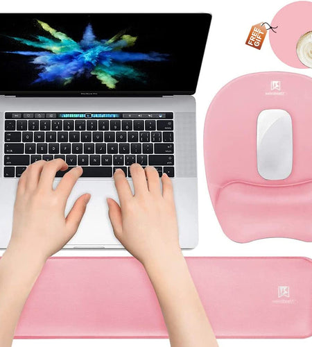 Memory Foam Set Wrist Rest Pad & Mouse Wrist Rest Support,Ergonomic Design for Office,Home,Laptop,Desktop Computer,Gaming Keyboard - Pink