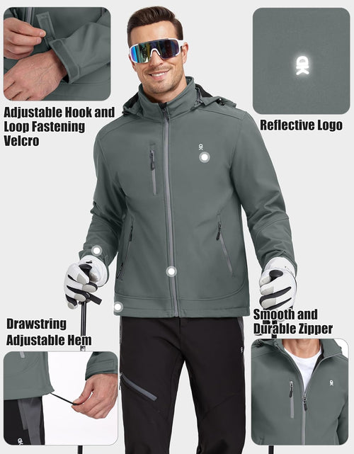 Load image into Gallery viewer, Men’S Softshell Jacket with Removable Hood, Fleece Lined and Water Repellent
