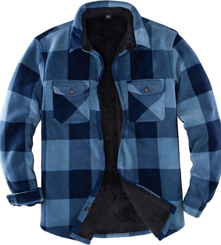 Men'S Warm Sherpa Lined Fleece Plaid Flannel Shirt Jacket(All Sherpa Fleece Lined)