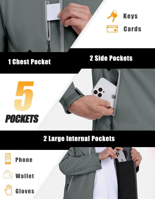 Load image into Gallery viewer, Men’S Softshell Jacket with Removable Hood, Fleece Lined and Water Repellent
