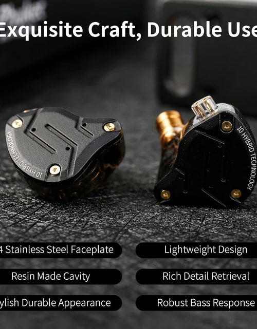 Load image into Gallery viewer, KZ ZS10 Pro in Ear Monitor Earbuds Headphone, Hifi KZ Earphone with 4BA and 1DD Drivers, KZ Upgraded ZS10 Pro with Detachable 0.75Mm 2 Pin 6N OFC Cable (Black No Mic)
